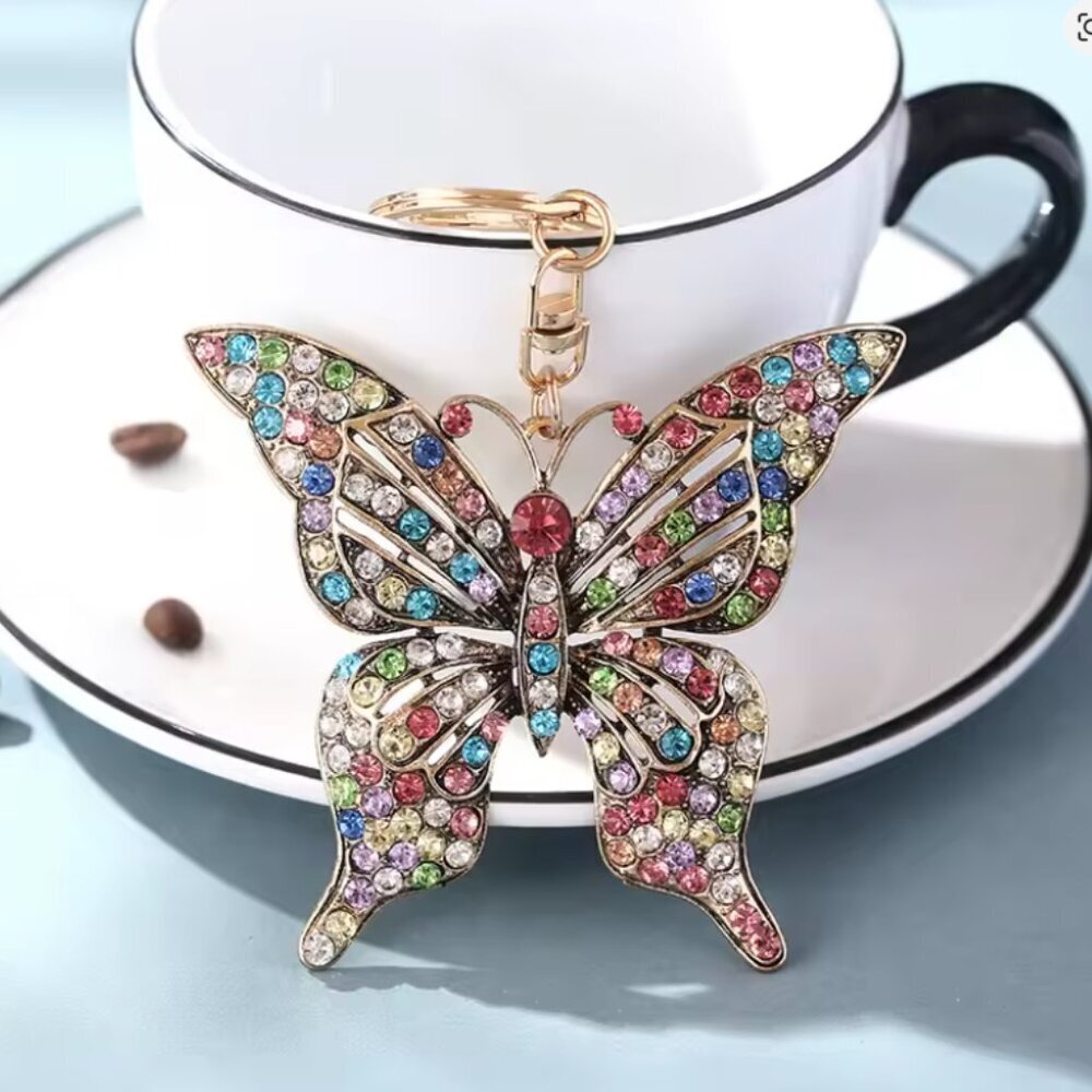 Crystal Hollow Butterfly Metal European And American Keychain Pendant Creative - Picture 6 of 6